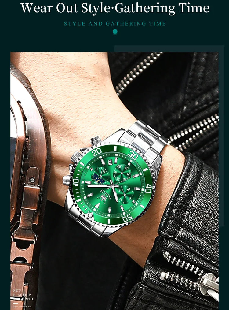 OLEVS Orologi da uomo Orologio di lusso delle migliori marche da uomo Cronografo originale impermeabile in acciaio inossidabile Fasi lunari Data Quadrante Rota platinumshop