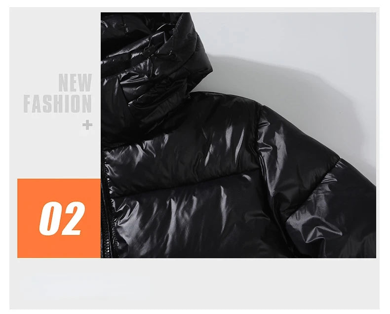 2024 Winter Warm Jacket Men's Trendy Brand Black Gold Bright Waterproof Warm Parka Short Women's Casual Down Cotton Padded Coat