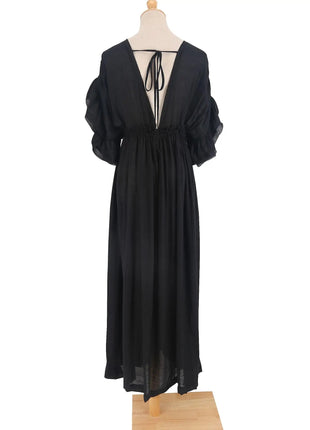 Costume da bagno donna taglie forti copricostume con scollo a V profondo costume da bagno Bikini Coverup abito lungo Kimono caftano diviso platinumshop