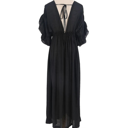 Costume da bagno donna taglie forti copricostume con scollo a V profondo costume da bagno Bikini Coverup abito lungo Kimono caftano diviso platinumshop