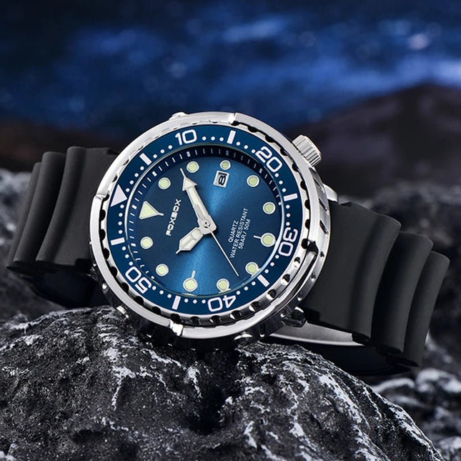 FOXBOX Top Brand Fashion Diver Watch Men 50ATM Waterproof Date Clock orologi sportivi orologio da polso al quarzo da uomo Relogio Masculino platinumshop