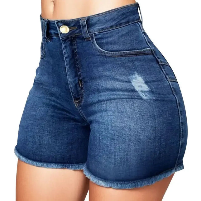 Y2K Womens Denim Shorts High Waisted Hot Pants with Tassels Retro Slim Fit Denim Shorts Fashion Trends Summer Blue Jeans Shorts PlatiNum