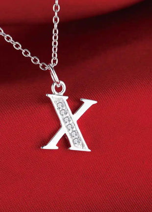 26 Letters 925 Sterling Silver Necklace Pendant Zircon For Women Exquisite Student Girlfriend Jewelry Accessories Wedding Gift PlatiNum