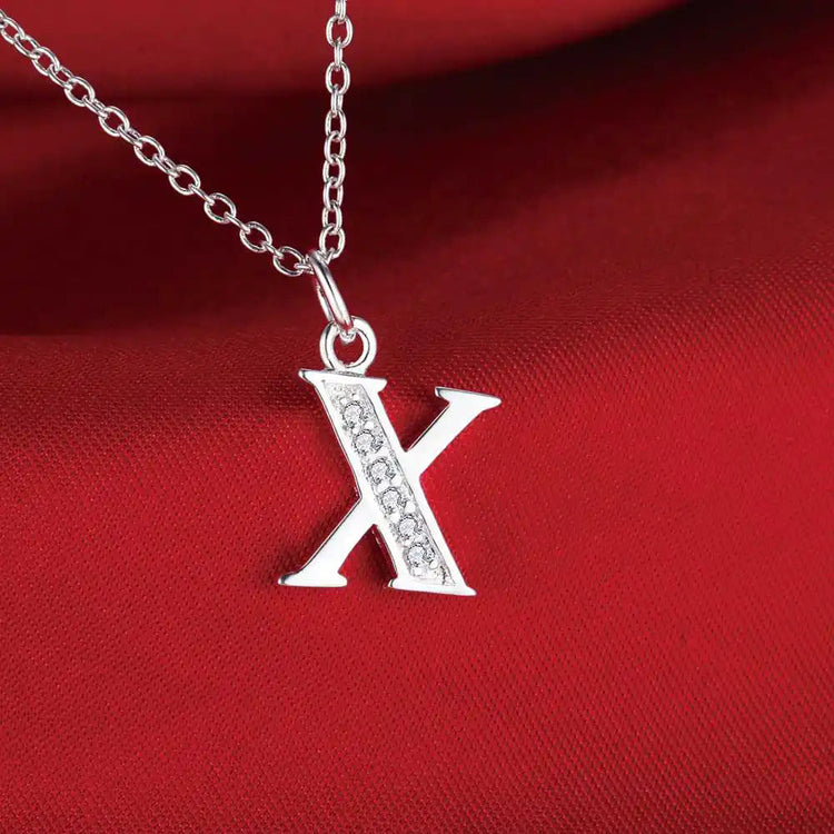 26 Letters 925 Sterling Silver Necklace Pendant Zircon For Women Exquisite Student Girlfriend Jewelry Accessories Wedding Gift PlatiNum