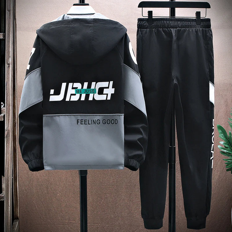 Spring Autumn New Tracksuits Men Set Casual Hooded Jacket Pants Sweatshirt Sportswear Coats Men Jacket+Pant Suits