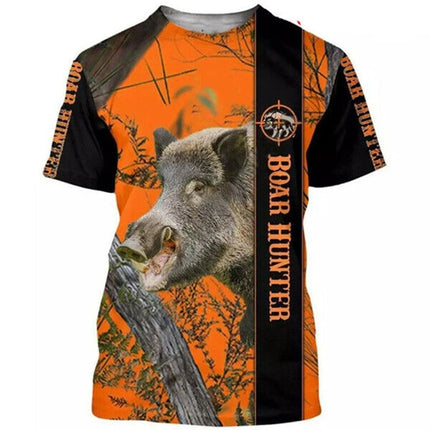 Men's Camo Hunting Wild Boar 3D Print T-Shirt Sport Short Sleeve Tee Tops Casual O Neck Streetwear T-shirt Men's Clothing