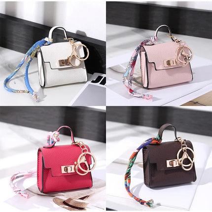 Brand Fashion Coin Purse Luxury Simple Flip Small Bag High-end Bag Pendant Exquisite Lock Silk Scarf Mini Lipstick Headphone Bag PlatiNum