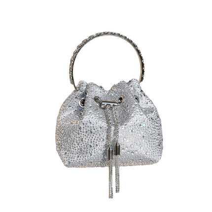 Handle Rhinestones Evening clutch Bag Purses and handbag luxury Designer shoulder bag Shiny Crystal Clutch purse bucket bag PlatiNum