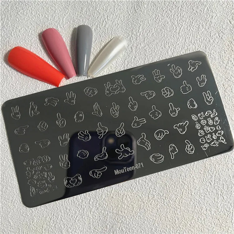 Gothic Cross Nail Stamping Plate Dark Rosary Cross Stainless Steel Punk Nail Art Stencil for DIY Manicure