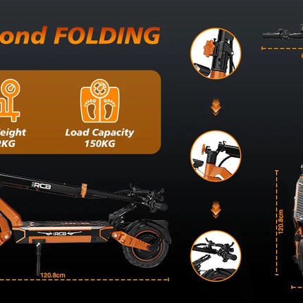 RCB D7 D7 PRO Monopattino Elettrico, Monopattino Elettrico per Adulti, Autonomia 80-110KM,  500W, 25KM/H, Pieghevole, Display LED, Controllo APP, Freni a Disco, Doppia Sospensione, Pneumatici 10 Pollici, Carico 150KG