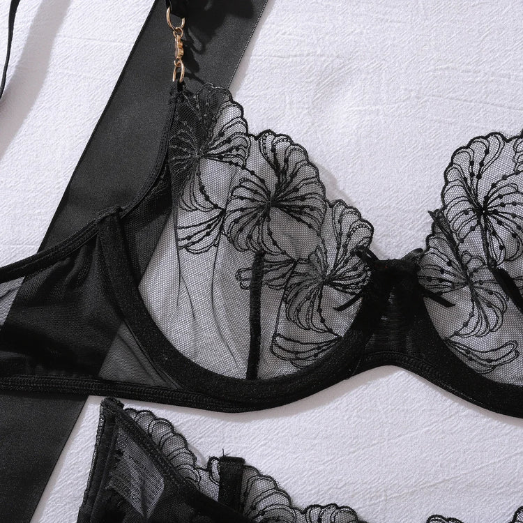 Willowy Lingeries Sexy Hot Exclusive Bra 3PC Seductive Honey Attractive Jewel Premium Satin Blindfold Mysterious Delicate Set