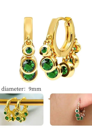 925 Sterling Silver Needle Green Zircon Gold Earrings Heart Hoop Earrings for Women Delicate Stud Earrings Luxury Jewelry Gifts PlatiNum