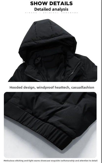 Men's white duck down jacket, new lightweight down cotton jacket, fashionable autumn and winter fashion jacket