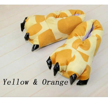 1 Pair Cute Dinosaur Claw Plush Slippers Warm Soft Indoor Slippers for Women and Men Winter House Slippers
