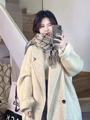 Women And Men Unisex Thicken Warm X-long Alpaca Woolen Overcoat Winter Cashmere Wool Maxi Loose Coat Oversize Cloak Outsize