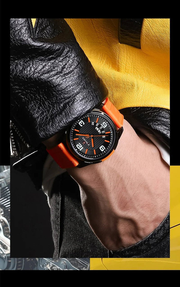NAVIFORCE Creativo cinturino in TPU orologio da polso maschile moda sportiva 3ATM quarzo impermeabile giorno e data display orologi da uomo Reloj Hombre platinumshop