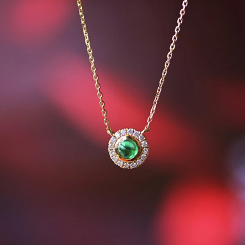 Huitan Collana con ciondolo opale imitazione verde vintage per le donne, festa di anniversario di matrimonio, regalo di fantasia, gioielli da donna con temperamento