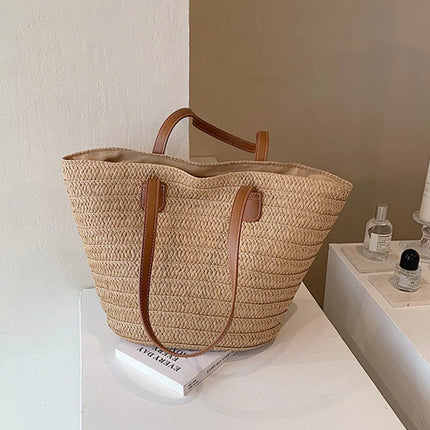 Women's Large Capacity Shoulder Bag Summer Woven Straw Bag Fashion Female Luxury Designer Beach Bag Bali Shopper Bag