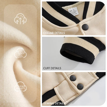 Men Color Block Varsity Jacket Fleece Lined Long Sleeve Button Baseball Coat Retro Swag Streetwear Casual Outerwear Y2K Clothes