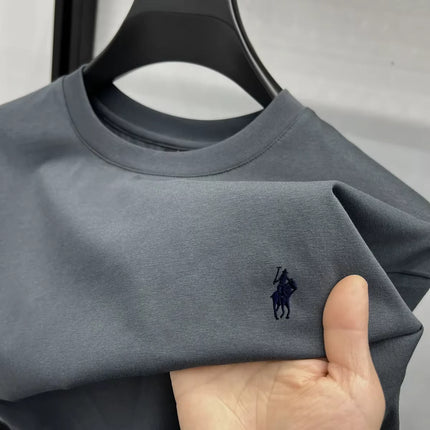 Men's Round Neck Short Sleeve 100% Pure Cotton T-shirt Hot Sale Luxury Brand Summer Exquisite Embroidery Pony Breathable Top
