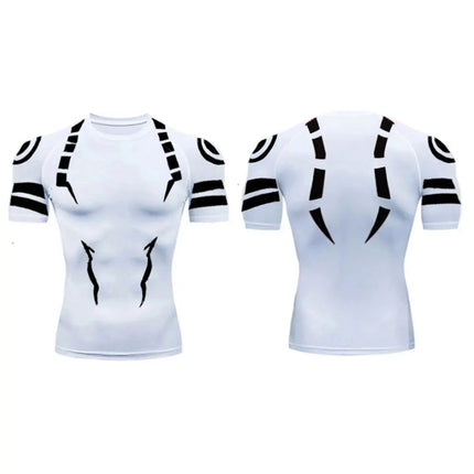 Anime Jujutsu Kaisen Set di compressione Tuta da fitness per uomo Camicia di compressione 3D ad asciugatura rapida + Pantaloncini da palestra Corsa Allenamento Abbigliamento sportivo platinumshop