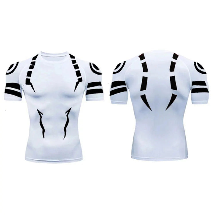 Anime Jujutsu Kaisen Set di compressione Tuta da fitness per uomo Camicia di compressione 3D ad asciugatura rapida + Pantaloncini da palestra Corsa Allenamento Abbigliamento sportivo platinumshop