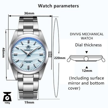 ADDIESDIVE 36mm Top Brand Men Watch Desert Dial Bubble Mirror Pot Cover Glass 10Bar Waterproof Outdoor Sports Quartz Wristwatch