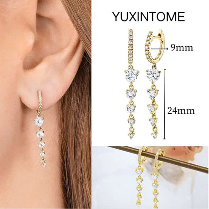 White Color Zircon Hoop Earrings 925 Sterling Silver Needle Cross/Star/Flower/Water Drop Pendant Gold Earrings Luxury Jewelry PlatiNum