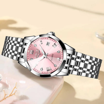 LIGE Orologio al Quarzo di Lusso per Donna, Elegante Bracciale Luminoso e Impermeabile, Regalo Ideale platinumshop