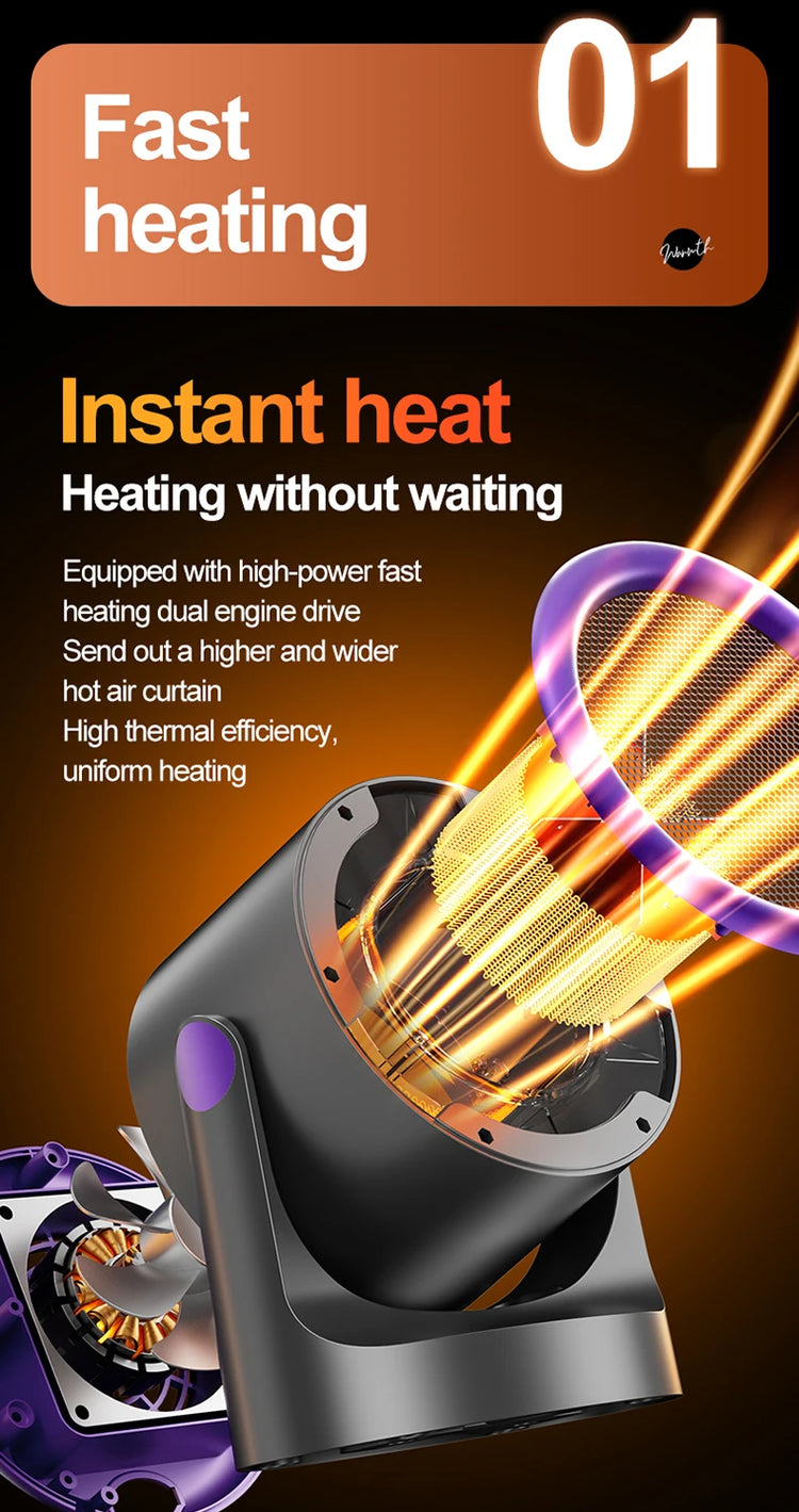 Desktop Heater Dormitory Mini Quick Heating Silent Energy Efficient Household Hot Air Blower Appliances Room Warmer For Office ﻿