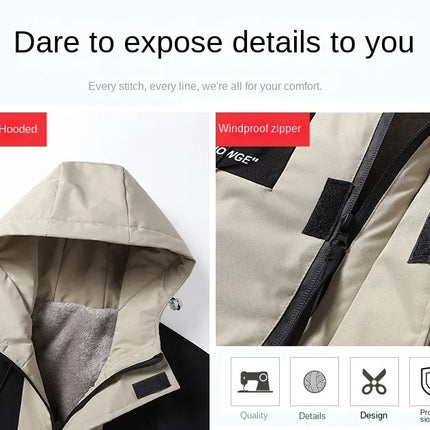 Plus Size Male Waterproof Windproof Hooded Jacket Autumn Winter New Fashion Men Casual Loose Fleece Thick Warm High Quality Coat