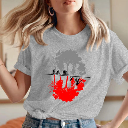 T-shirt thème "Friends" Upside Down World - T-shirt unisexe amusant 100 % coton imprimé à manches courtes pour femme à porter au quotidien