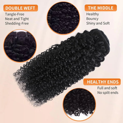 Afro Kinky Curly Clip in Hair Extensions Human Hair 12A Brazilian Hair Water Wave Clip Ins 120g Natural Black 8Pcs/Set Full Head