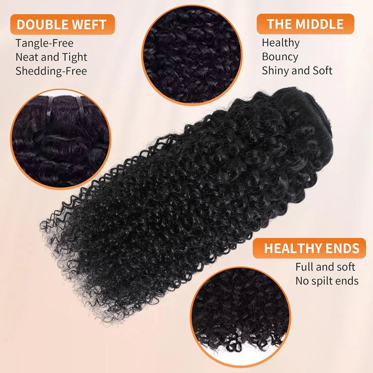 Afro Kinky Curly Clip in Hair Extensions Human Hair 12A Brazilian Hair Water Wave Clip Ins 120g Natural Black 8Pcs/Set Full Head