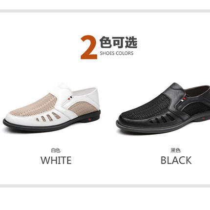 Scarpe basse formali estive maschili Scarpe casual traspiranti da uomo Scava fuori mocassini da uomo Mocassini fantastici Scarpe da esterno slip on fatte a mano