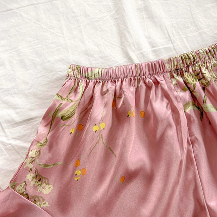 Pigiama da donna con stampa ciliegia Abito allacciato alla moda sexy Set pigiama da donna in 3 pezzi
