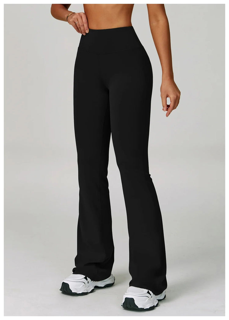 Flared Leggings Women's Wide-leg Pants High Waisted Hip lifting Yoga Pants Quick Drying Running Exercise Fitness Bell bottoms PlatiNum