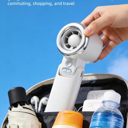 Ventilatore Portatile Mini con Nebulizzatore d'Acqua, 3600mAh, 5 Velocità, Pieghevole, da Appendere al Collo, Umidificatore Ricaricabile USB-C
