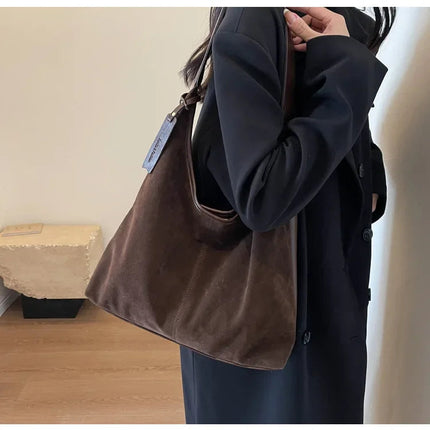 Women Suede Shoulder Bag with Zipper Hobo Bags Large Capacity Handbag Slouchy Bag Commuter Travel Bag Purses and Handbags PlatiNum