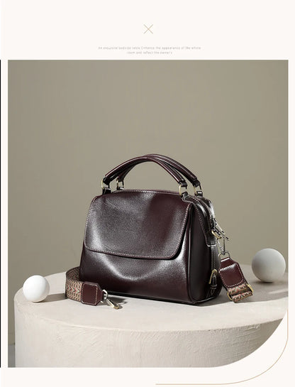women's shoulder luxury  bags, Genuine Leather Crossbody Shoulder Bag, Retro Style Handbag with Dual Strap & Multiple Pockets