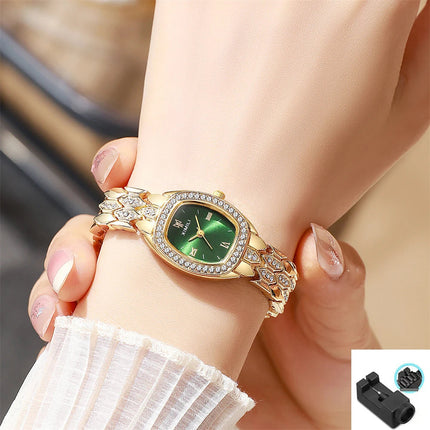 Orologio al quarzo moda donna placcato oro di lusso Semplice cinturino con fibbia di qualità per orologio da lavoro in acciaio inossidabile a forma di botte di Roma platinumshop