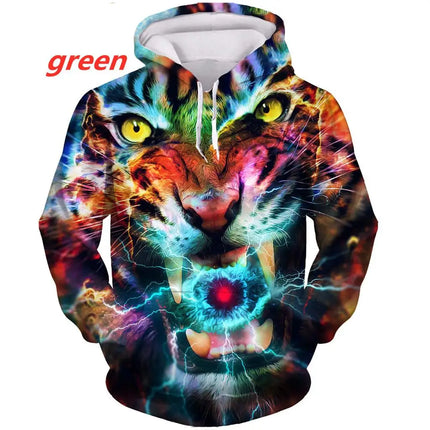 New Tiger Hoodies Animal 3D Print Men Women Streetwear Hooded Sweatshirts Hip Hop Oversized Y2k Hoodie Pullovers Unisex Clothing