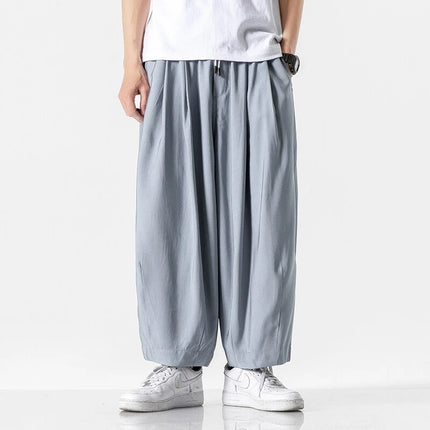 Pantaloni a Gamba Larga da Uomo Oversize Comodi Stile Harajuku Jogger Casual Moda Larga Elastico in Vita Streetwear
