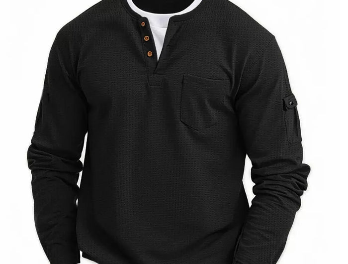 2025 T-shirt fake two-piece double-layer V-neck fashionable splicing plus size base shirt pocket men's long sleeved T PlatiNum