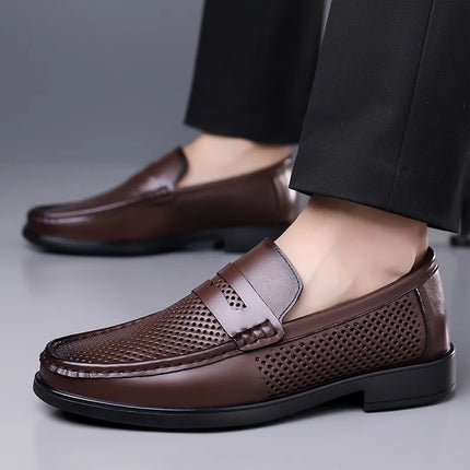 Mocassini in Pelle da Uomo Estate 2026, Scarpe Casual Slip-on Traspiranti, Comode per Camminare e per l'Ufficio