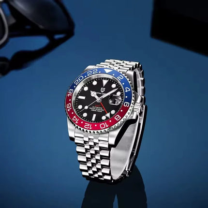 PAGANI DESIGN 2026 40MM Orologio Automatico di Lusso da Uomo GMT con Ghiera in Ceramica, Cinturino Jubilee, Vetro Zaffiro, Impermeabile