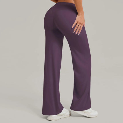 Women's Pilates Yoga Pants Sports Fitness Flared Peach Hip-lifting Leggings Outdoor Workout Training Running Casual Trousers PlatiNum
