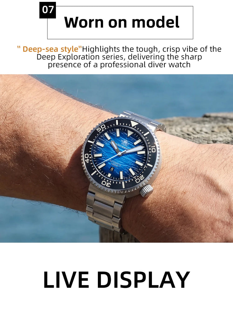 ADDIESDIVE New Men's Automatic Dive Watch Sapphire Crystal 3D Dial Ultra Bright Lume 1000m Water Resistance Men's Business Watch