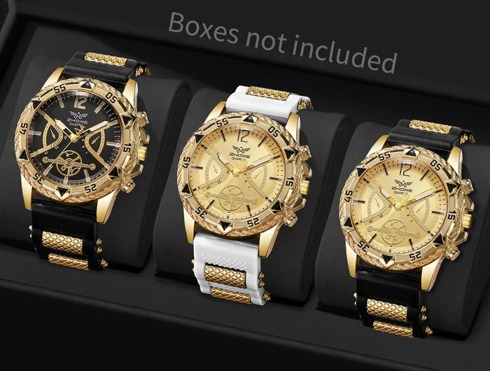 Set di 3 orologi sportivi da uomo alla moda, orologi da polso da uomo con quadrante grande e cinturino in silicone, Reloj Hombre (senza scatola) platinumshop