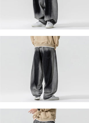 Jeans Pantaloni casual stile americano da uomo Pantaloni lanterna da uomo larghi alla moda Streetwear Pantaloni hip-hop da uomo in denim oversize a gamba larga